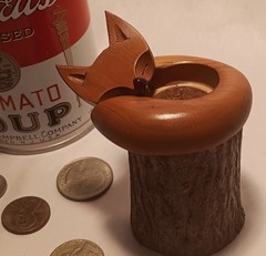 MCM FOX vtg cabin wood carved toothpick holder sculpture natural tree log art