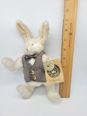 Boyds Bears Plush Rabbit White Black Gray Vest GG. Willikers Jointed