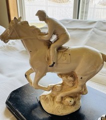 Vintage Desktop Fountain Pen Holder Cast Metal Race Horse #5