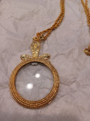 Vintage MAGNIFYING GLASS Pendant NECKLACE Dragonfly GoldTONE QVC