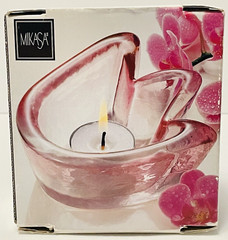MIKASA Heavy Glass Pink Tulip Flower Votive 4 3/4 inch NEW with box