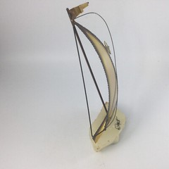 Vintage Brass Sailboat Sculpture Quartz Base Signed John DeMott 10″ H