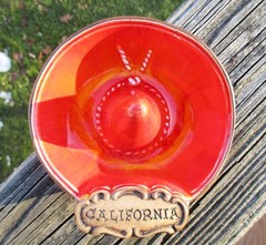 TREASURE CRAFT Orange Lava Glaze Sombrero Hat California Made in USA