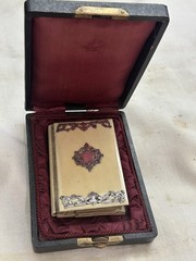 ART NOUVEAU MUSEUM QUALITY and STERLING SILVER DANCE CARD W/PENCIL ORIGINAL BOX