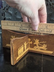 Vtg Marquetry Inlay Wooden Stand Greco Roman Mythology Art Display Base Cherub