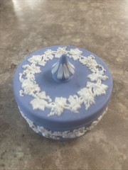 Wedgwood Blue Jasperware Vintage 1956 Covered Round. Dish England