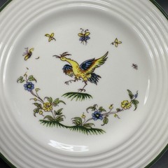 Varages Vieux Fine Porcelain Bird Pattern Plate Dish Set 2 Plates Dishes France