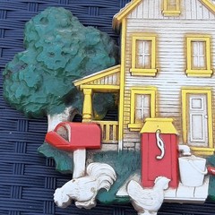 Vintage 1975 HOMCO Plastic Wall Plaques Red Barn And Farmhouse Kitchen Wall Art