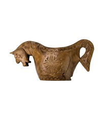 Vtg Mid-Century Hand-Carved Norwegian Viking Wooden Horse Ale Bowl Kasa Olhest