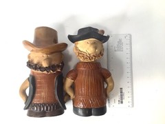 Large 6″ Clay Cowboys Farmers Men Salt and Pepper Shakers Brown Ranch Gift