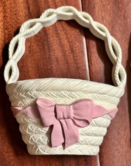 VTG Burwood Home Interiors Faux Wicker w/ Pink Bows Plastic Wall Decor~10 Pieces