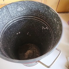 Hand Painted Folk Art Galvanized Metal Bucket Sunflowers Lattice Pattern