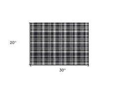 2′ X 3′ Black Gray and White Plaid Washable Non Skid Rug