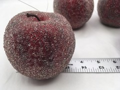 Unbranded Sugared Frosted SET OF 4 Large Beaded Fruit Ornaments Apples 3”x 3.5”