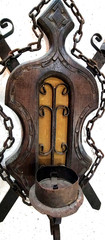 Vintage Medieval Gothic Metal Scroll with Swords Chains Candle Sconce 24″ x 17″