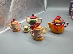 3 Mary Engelbreit ME Miniature Teapot Ornaments 3 ME – 1 Unbranded