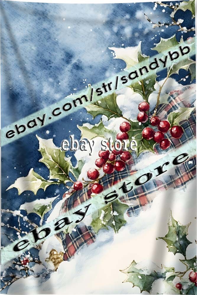 Holly & Snow tapestry traditional winter berry style 39X59 in