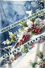 Holly & Snow tapestry traditional winter berry style 39X59 in