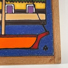 20th Century Greece Art Wall Décor Tile Terracotta Angelo Tsakirakis 8.5 x 4.5
