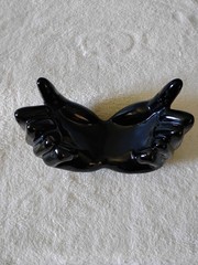 Nancy Funk Pop Art Black Ceramic Hands. Signed NA Taiwan Sticker
