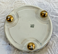 Vtg T & V Limoges France Footed Butter &Cheese Bowl Handpainted Roses Gold Gild