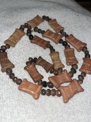 Pre Columbian Pottery Terra Cotta? Carved Bead Necklace Old