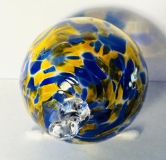 Artisan Studio Hand Blown Art Glass 3″ Round Friendship Ball Orb Ornament VGC