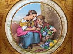 VTG Pair Sungott Studio NY Porcelain Framed Art Gold Gilt Italian Scenes