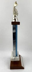 Bass Fishing Trophy “Biggest Bass” 1973 W/ Metal Fish Topper & Marble 15” VTG GC