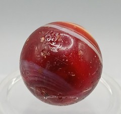 .65″ Vintage CAC Christensen Peltier Akro Red Slag Swirl Marble- #Q107