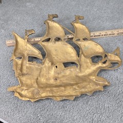 Vtg Nautical Sailing Ship Cast Aluminum Wall Hanging Doorstop Japan Made In Lot