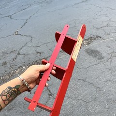 Vintage Art Deco Corner Shelf 3 Tier What Not Shelving Wooden Red Near Mint!!
