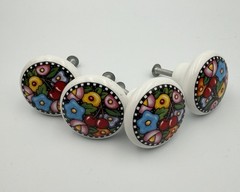 4 Vintage Mary Engelbreit Red Cherries Round Drawer Pull Knob 1.5”