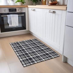2′ X 3′ Black Gray and White Plaid Washable Non Skid Rug