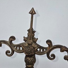VINTAGE HOLLYWOOD REGENCY SCALE OF JUSTICE GILDED CAST METAL & CRYSTAL DECOR 19″