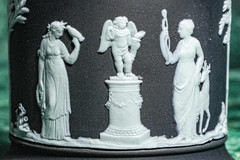 Neoclassical Antique 19th Century Wedgwood Black Jasperware Lidded Jar Tobacco