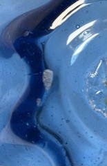 Hand Blown Art Glass Bowl – Blue Clear – Ruffled Edge – Vintage MCM – 10”