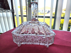 Vintage Large Lead Crystal Covered Nut/Candy Dish