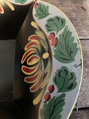 Vintage Pennsylvania Dutch Folk Art Toleware Bowl and Candle Holders~1940s