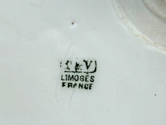 Vtg T & V Limoges France Footed Butter &Cheese Bowl Handpainted Roses Gold Gild