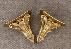 Pair Handmade Neoclassical Corinthian Giltwood Wall Brackets Shelf Shelves Italy