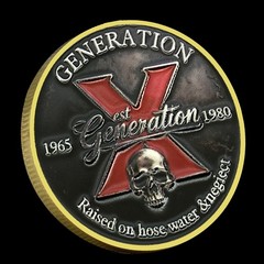 Gen X Challenge Coin 1965-1980 Badass Skull Collectible Gift