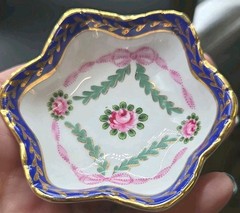 2 Royal Danube 1886 Collection 3″ In Trinket Dish Bowl Small Pink Rose Blue Trim