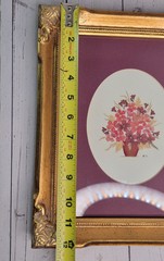 Gold Toned Wood Frame Press Flowers Gallery Wall Signed Louise Toluemke Kansas