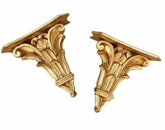 Pair Handmade Neoclassical Corinthian Giltwood Wall Brackets Shelf Shelves Italy