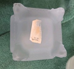 Vtge Westmoreland Glass Footed Frosted China Rose Trinket Dish + Candle Holder
