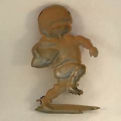 3 Vintage 1976 Homco Cast Aluminum Football Players Wall Decor Hangers On Back