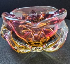 Gorgeous Bohemian Joseph Hospodka for Chribska Glassworks Art Glass Heavy Dish