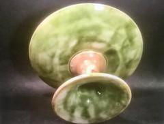 Antique Majolica Begonia Leaf Tall Pedestal Dish Platter
