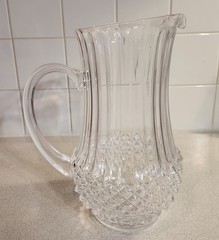 Vintage Crystal Pitcher Clear Glass Water Pitcher
